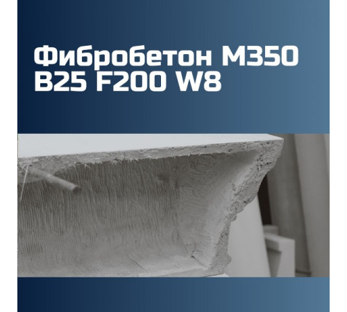 Фибробетон М350 B25 F200 W8 на гравии 2400 кг/м3, П2, П3, П4, 327 кгс/см2